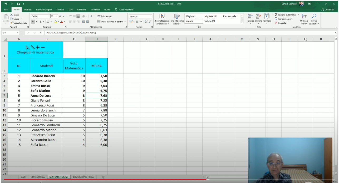 Excel ITA - Lezione 12: 🏫📔🖊️ Scuola Noni Mparo - 📐📏➕➖Olimpiadi di matematica